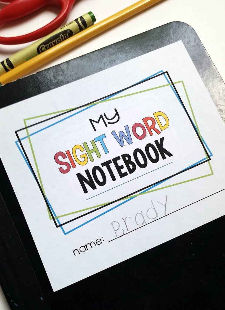 sight word notebook for kindergarten